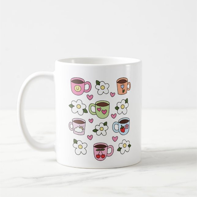 Kawaii tea cup and flowers  kaffeetasse (Links)
