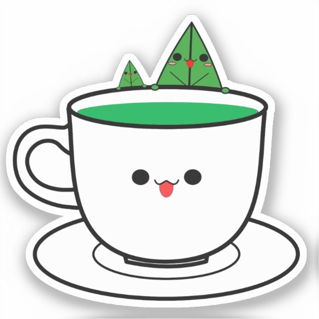 Kawaii Tea Cup Vinyl Sticker (Vorderseite)