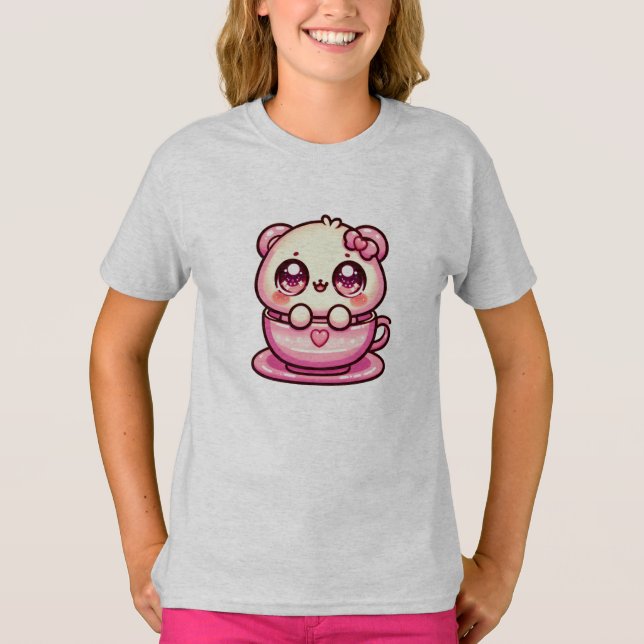 Kawaii Teddy Bear im Cup T-Shirt (Vorderseite)