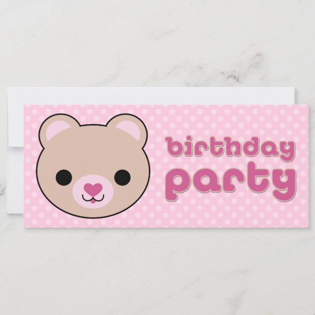Kawaii Teddy Bear Niedliche Geburtstag Party Einla Einladung (Vorderseite)