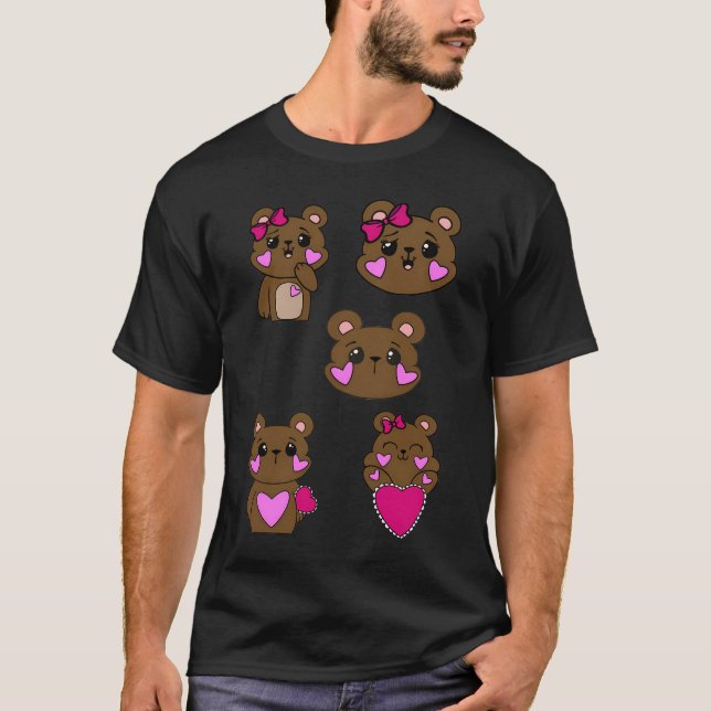 Kawaii Teddy Bears - Lebkuchen nie aussehender Ein T-Shirt (Vorderseite)