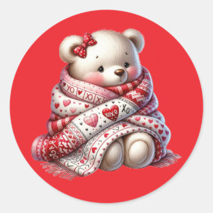 Kawaii-Teddybär-Aufkleber – Süßes Design Runder Aufkleber