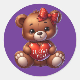 Kawaii-Teddybär-Aufkleber – Süßes Design Runder Aufkleber
