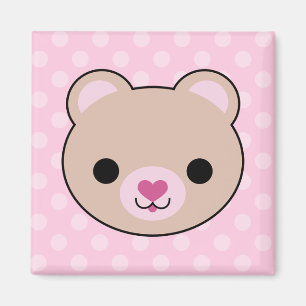 Kawaii Teddybär-Rosa-Tupfen-Magnet Magnet