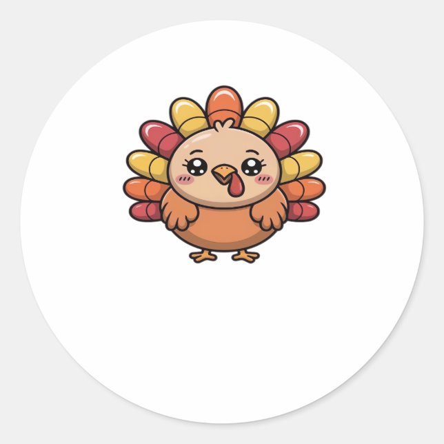 kawaii thanksgiving turkey Classic T-Shirt_1 Runder Aufkleber (Vorderseite)