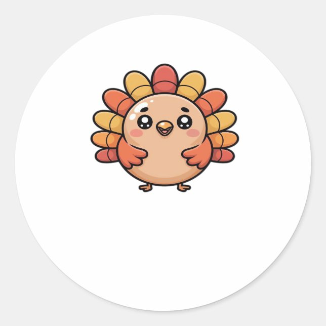 kawaii thanksgiving turkey Classic T-Shirt Runder Aufkleber (Vorderseite)