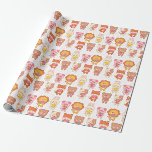 Kawaii Tiere mit Lebensmitteln Geschenkpapier