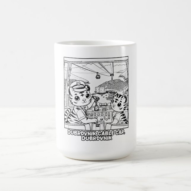 Kawaii Tiger Cable Car Dubrovnik - Niedlicher Cart Kaffeetasse (Mittel)