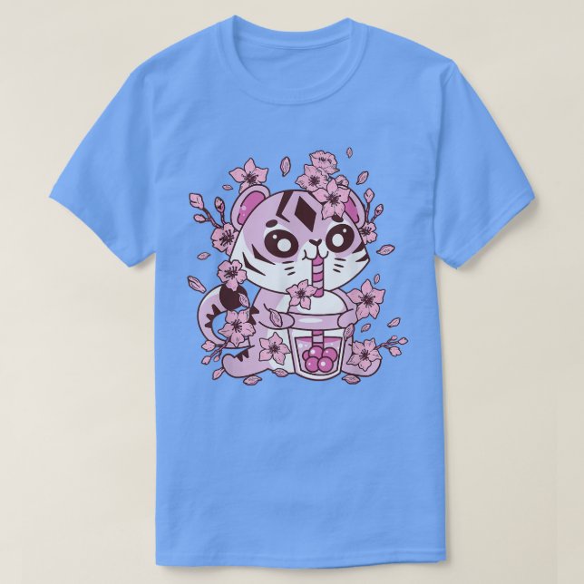 Kawaii Tiger mit Bubble Tee und Boba Tee und Saku (Design vorne)