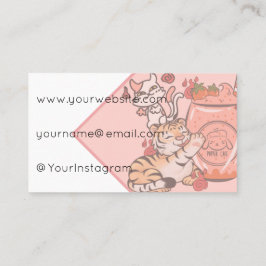 Kawaii Tiger und Nekomata Strawberry Cafe Visitenkarte