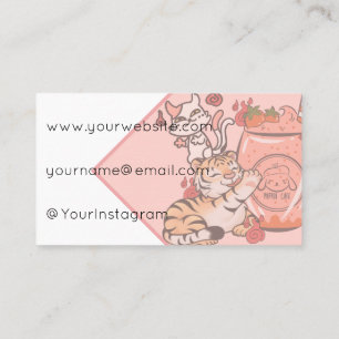 Kawaii Tiger und Nekomata Strawberry Cafe Visitenkarte