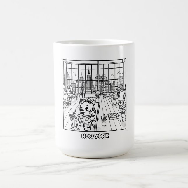 Kawaii Tigers in einem Art Studio in New York Kaffeetasse (Mittel)