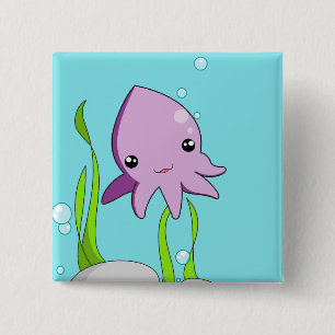 Kawaii Tintenfisch Button