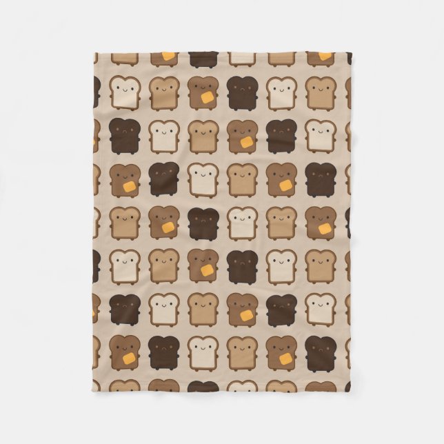 Kawaii Toast Fleecedecke (Vorderseite)