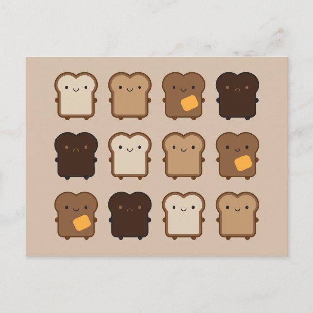 Kawaii Toast Postkarte (Vorderseite)