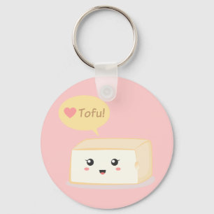 Kawaii Tofu, das Menschen bittet, Tofu zu lieben Schlüsselanhänger