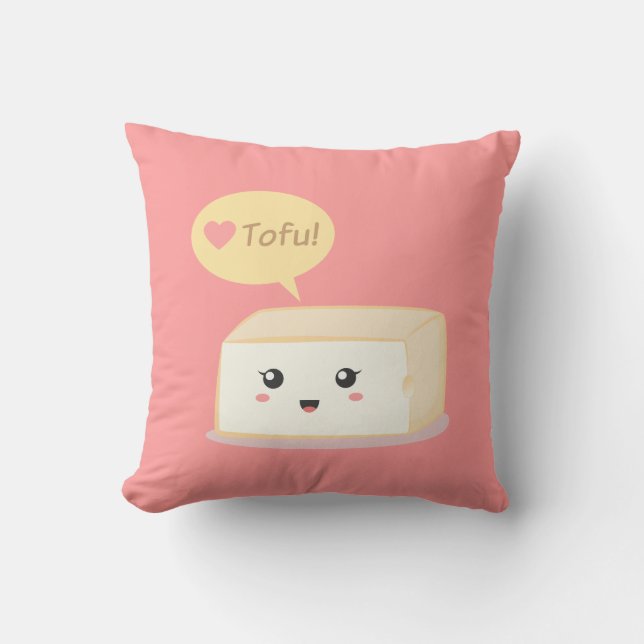 Kawaii Tofu, der Leute zum Liebetofu fragt Kissen (Vorderseite)