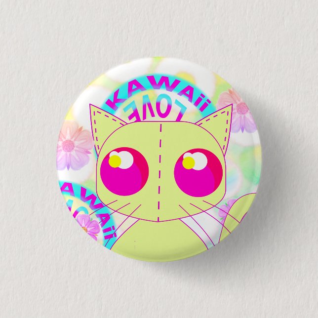 Kawaii toy yellow kitty button (Vorderseite)