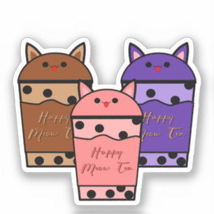 Kawaii Trio Meow Tea Vinyl Sticker