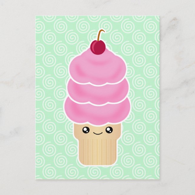 Kawaii-Triple-Scoop-Eis Postkarte (Vorderseite)