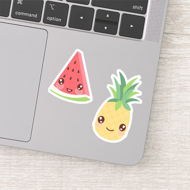 Kawaii Tropical Fruit Duo | Wassermelone und Anana Aufkleber (Detail)