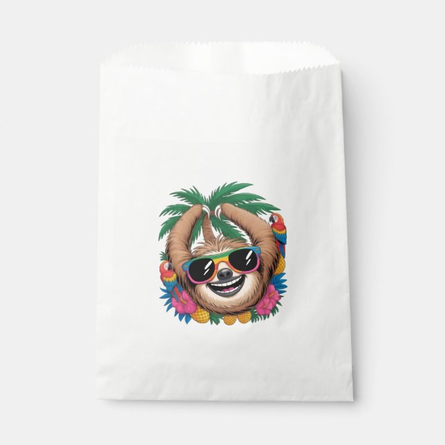 Kawaii Tropical Sloth – Cute Summer Vibes Rainbow  Geschenktütchen (Vorderseite)