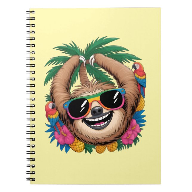 Kawaii Tropical Sloth – Cute Summer Vibes Rainbow  Notizblock (Vorderseite)