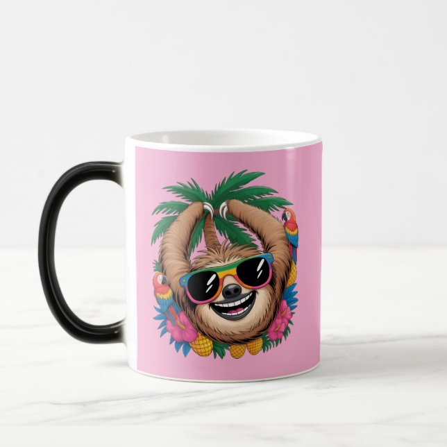Kawaii Tropical Sloth – Cute Summer Vibes Rainbow  Verwandlungstasse (Links)