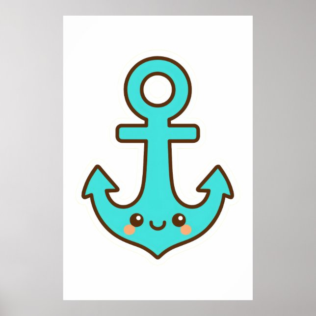 Kawaii Türkis Anchor - Whimsical & Cheerful Poster (Vorne)