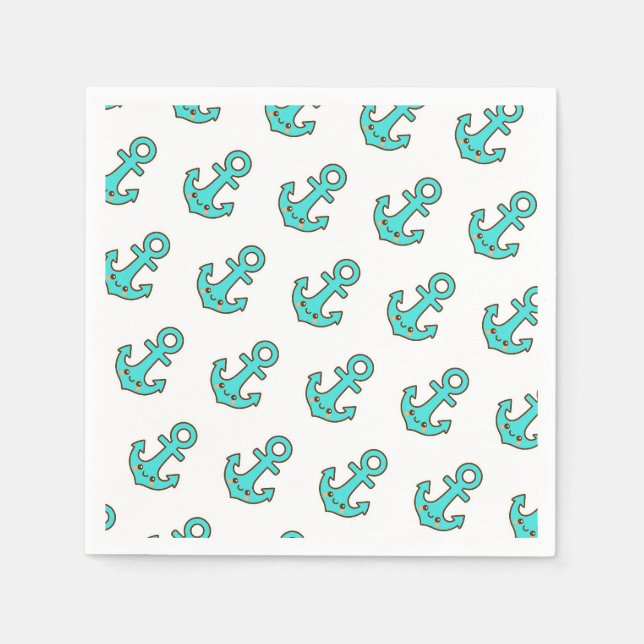 Kawaii Türkis Anchor - Whimsical & Cheerful Serviette (Vorderseite)
