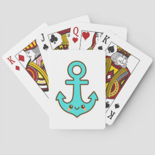 Kawaii Türkis Anchor - Whimsical & Cheerful Spielkarten