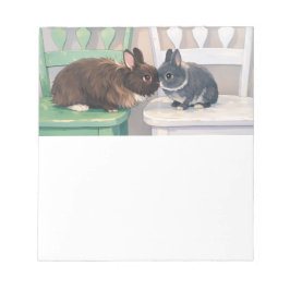 Kawaii Two Bunnies Notepad Cute Rabbit Art Notizblock