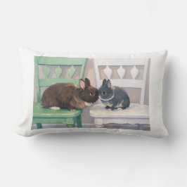 Kawaii Two Bunny Throw Pillow Cute Anemi Design Lendenkissen