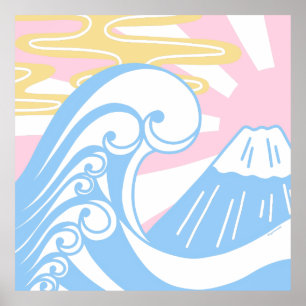 Kawaii Ukiyoe in den Pastellfarben Poster