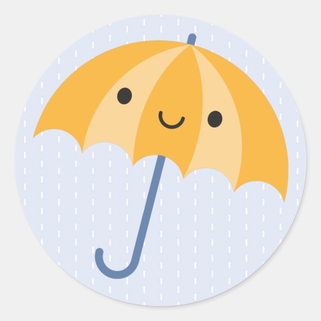 Kawaii Umbrellas Runder Aufkleber (Vorderseite)