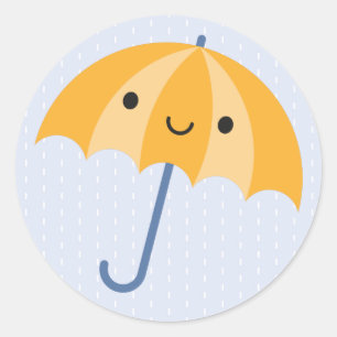 Kawaii Umbrellas Runder Aufkleber