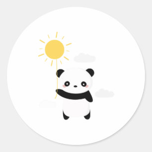 Kawaii und niedlicher Panda Sonnenschein Runder Aufkleber