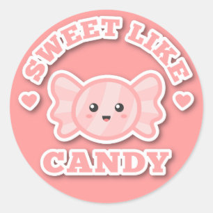 Kawaii und süß wie Bonbons Runder Aufkleber