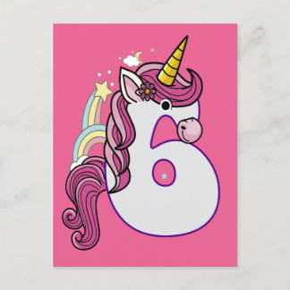 Kawaii Unicorn 6. Geburtstag Outfit Geschenk T - S Einladungspostkarte