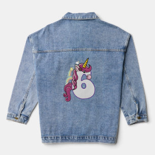 Kawaii Unicorn 6. Geburtstag Outfit Geschenk T - S Jeansjacke