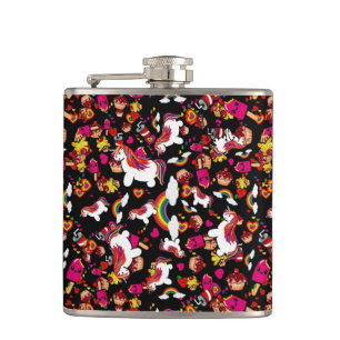 Kawaii Unicorn Cupcake Doodles Personalisiert Flachmann