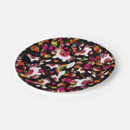 Kawaii Unicorn Cupcake Doodles Personalisiert Pappteller