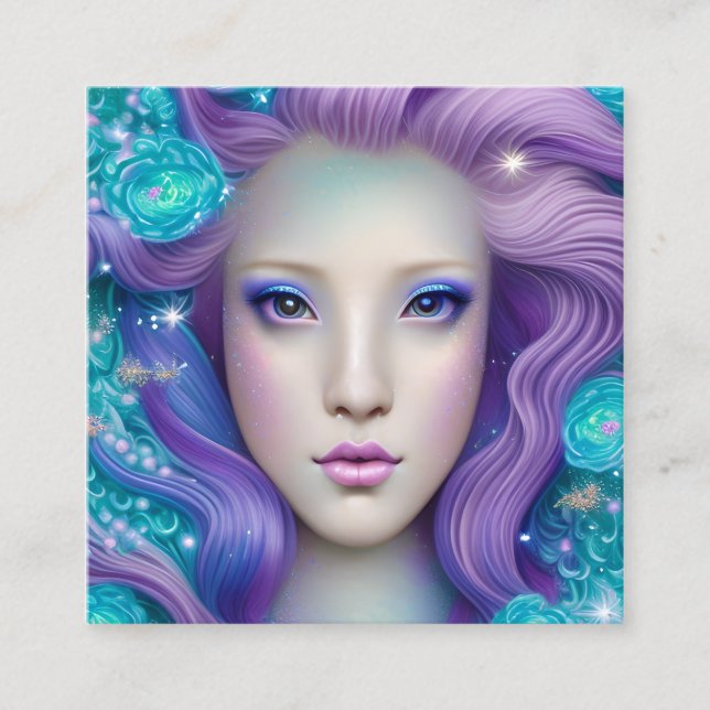 Kawaii Unicorn Kunstvoll wandern im Valle Verzasca Quadratische Visitenkarte (Vorderseite)