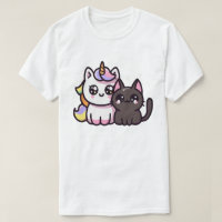 Kawaii Unicorn und Black Cat Niedlich Fantasy Artw