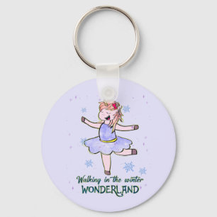 Kawaii Unicorn   Wandern im Winter Schlüsselanhänger