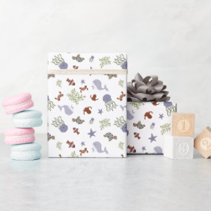 Kawaii Unter dem Meer Baby Shower Neutral Geschenkpapier
