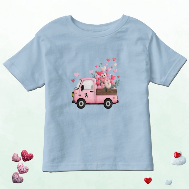 Kawaii Valentine Truck with Monogram Kleinkind T-shirt (Von Creator hochgeladen)
