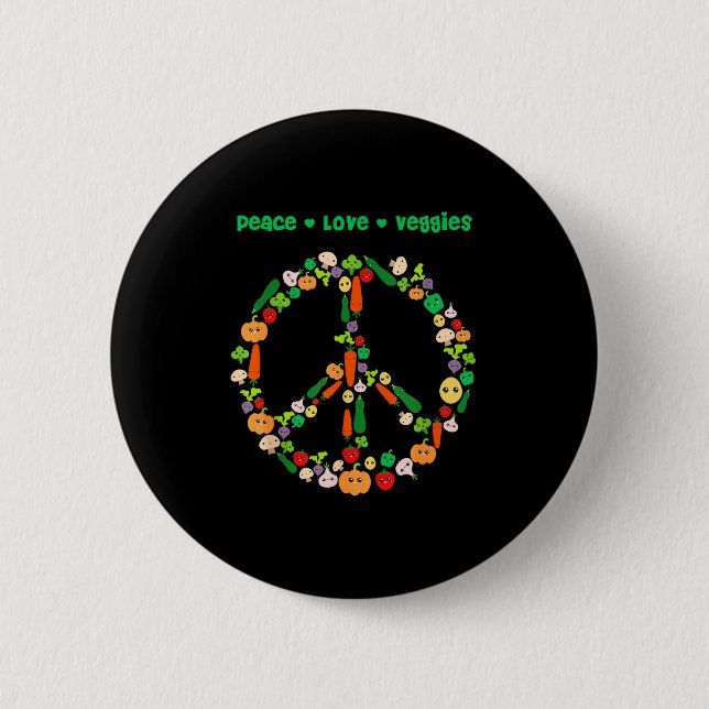 Kawaii Vegetables Peace Sign Funny Gift For Vegeta Button (Vorderseite)