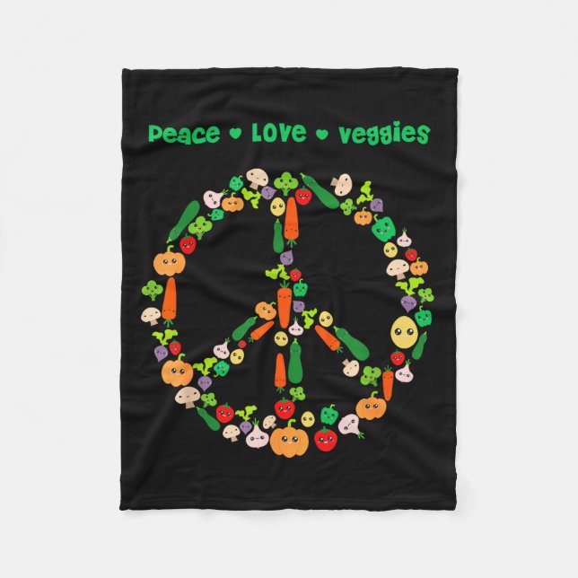 Kawaii Vegetables Peace Sign Funny Gift For Vegeta Fleecedecke (Vorderseite)