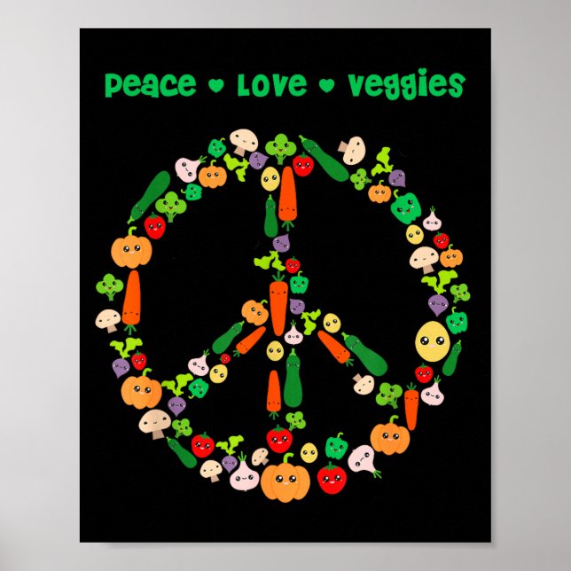 Kawaii Vegetables Peace Sign Funny Gift For Vegeta Poster (Vorne)